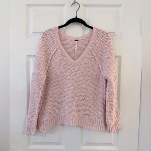 Free People ‘Songbird’ Pink Knit Pullover V-Neck Sweater - Women’s XS